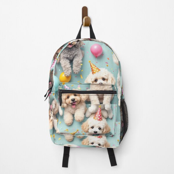 Item preview, A fun 3D pattern background featuring playful Poodles wearing party hats and surrounded by confetti and colorful balloons, perfect for dog-themed celebrations and pet party invitations. designed and sold by AlwaysHome.