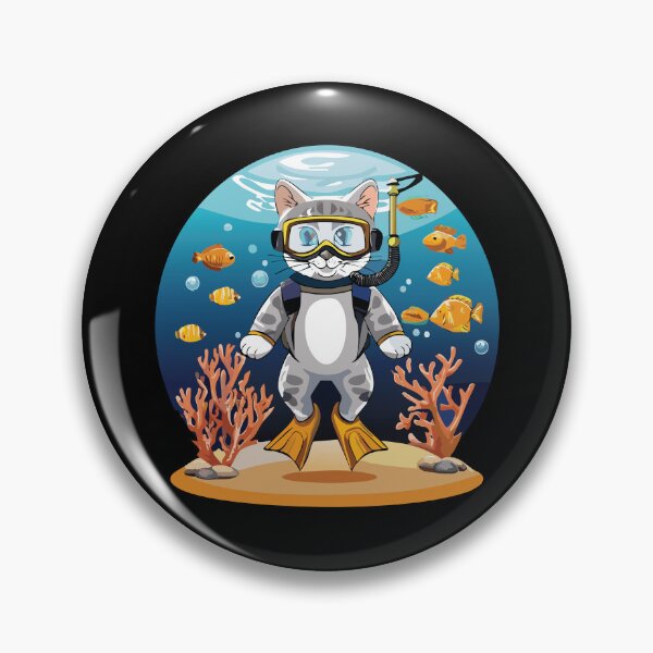 Item preview, Scuba Cat Swimming in the Ocean with Yellow Fish designed and sold by blueskiesforme.
