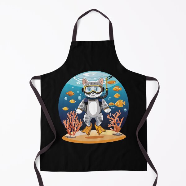 Item preview, Scuba Cat Swimming in the Ocean with Yellow Fish designed and sold by blueskiesforme.