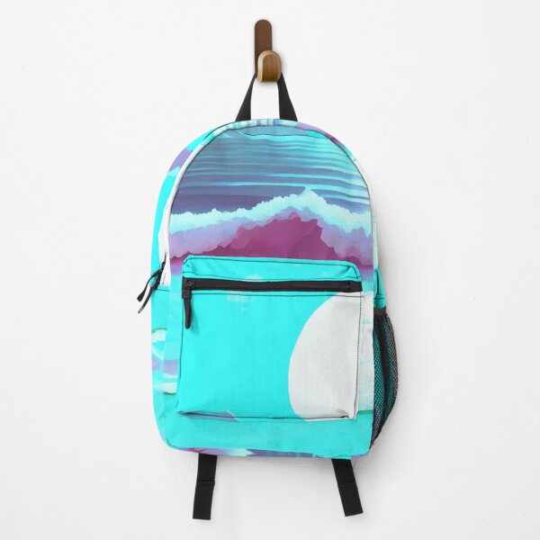Item preview, Retro Moon Ocean Beach Mountains Sky AI Art 1 of 4 designed and sold by Beachy.