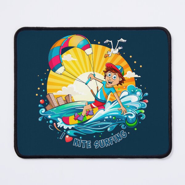 Item preview, I love kitesurfing - colourful cartoon style illustration designed and sold by Stef Ringoot, cartoons and illustrations.
