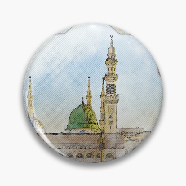 Item preview, View of Prophet Mosque in Madinah | Masjid an Nabwi | Watercolor Islamic Wall art designed and sold by Pink Pastel Studio.