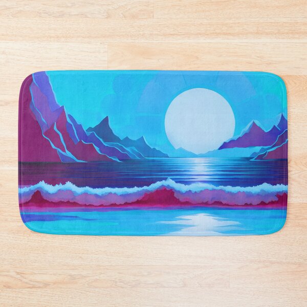 Item preview, Retro Moon Ocean Beach Mountains Sky AI Art 2 of 4 designed and sold by Beachy.