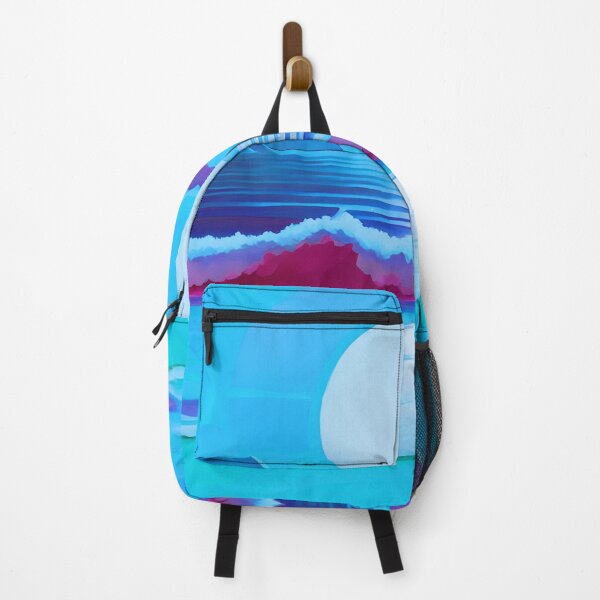 Item preview, Retro Moon Ocean Beach Mountains Sky AI Art 2 of 4 designed and sold by Beachy.