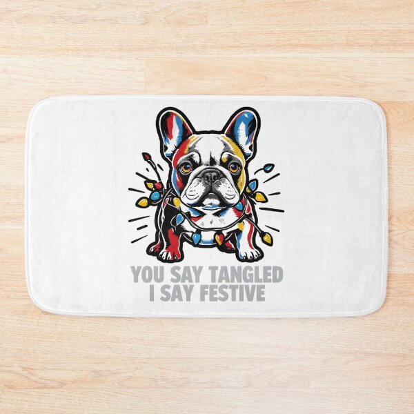 Item preview, You say tangled, I say festive funny frenchie designed and sold by Ink & Fabric.