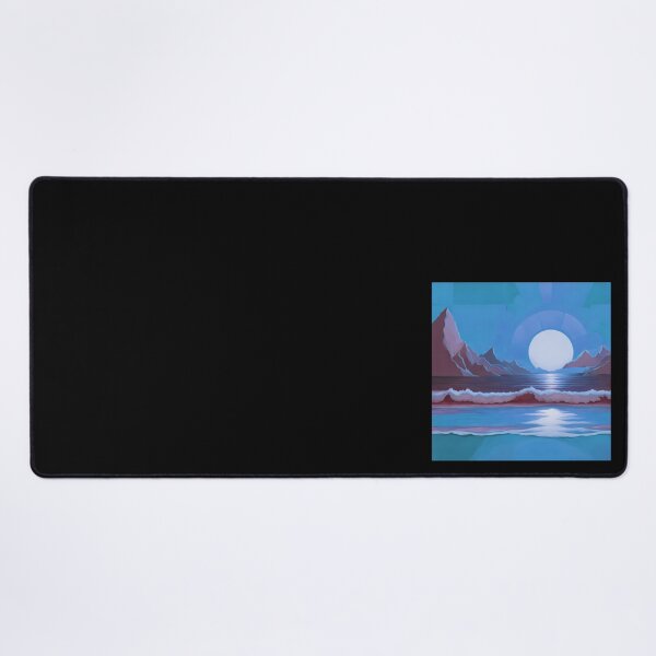 Item preview, Retro Moon Ocean Beach Mountains Sky AI Art 3 of 4 designed and sold by Beachy.
