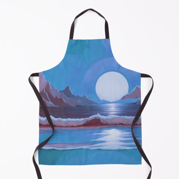 Item preview, Retro Moon Ocean Beach Mountains Sky AI Art 3 of 4 designed and sold by Beachy.