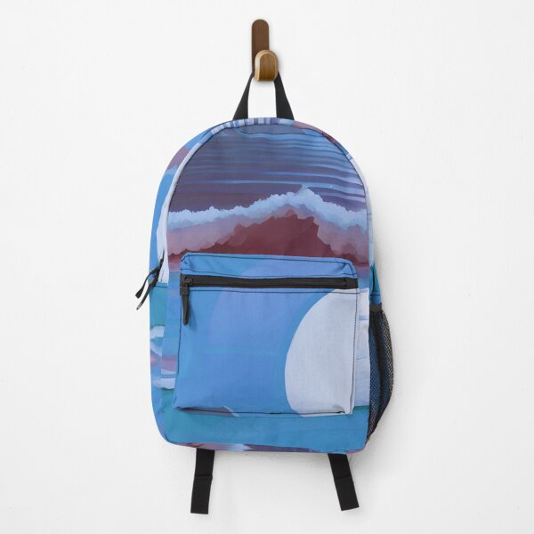 Item preview, Retro Moon Ocean Beach Mountains Sky AI Art 3 of 4 designed and sold by Beachy.