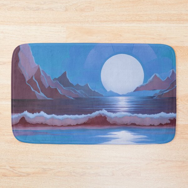 Item preview, Retro Moon Ocean Beach Mountains Sky AI Art 3 of 4 designed and sold by Beachy.