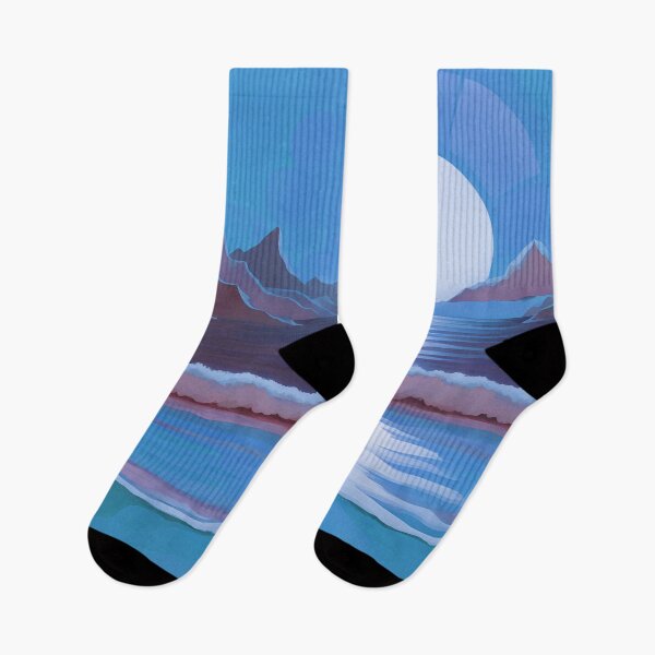 Item preview, Retro Moon Ocean Beach Mountains Sky AI Art 3 of 4 designed and sold by Beachy.