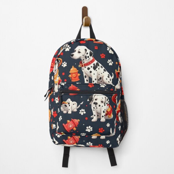Item preview, A playful 3D pattern background featuring Dalmatians wearing firefighter helmets and surrounded by fire hydrants and paw prints, ideal for dog-themed rescue designs and pet lover graphics. designed and sold by AlwaysHome.