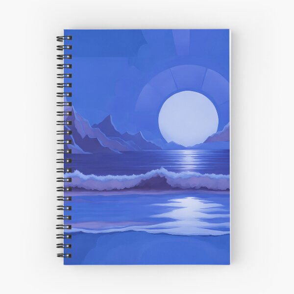 Item preview, Retro Moon Ocean Beach Mountains Sky AI Art 4 of 4 designed and sold by Beachy.