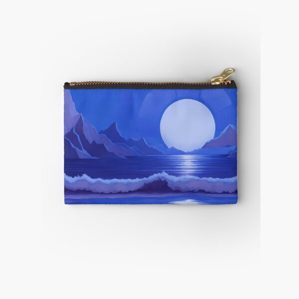Item preview, Retro Moon Ocean Beach Mountains Sky AI Art 4 of 4 designed and sold by Beachy.