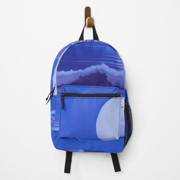Item preview, Retro Moon Ocean Beach Mountains Sky AI Art 4 of 4 designed and sold by Beachy.