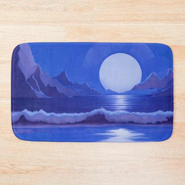 Item preview, Retro Moon Ocean Beach Mountains Sky AI Art 4 of 4 designed and sold by Beachy.