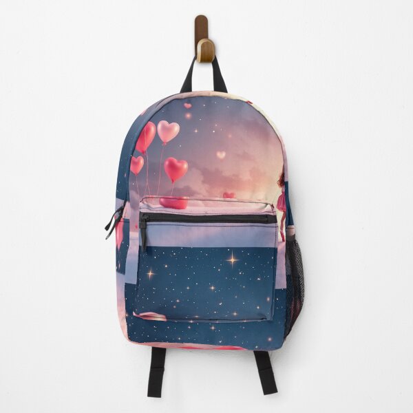 Item preview, A romantic 3D background featuring a young boy and girl holding hands under a starry sky, surrounded by heart-shaped balloons, perfect for love-themed designs, invitations, or romantic graphics. designed and sold by AlwaysHome.