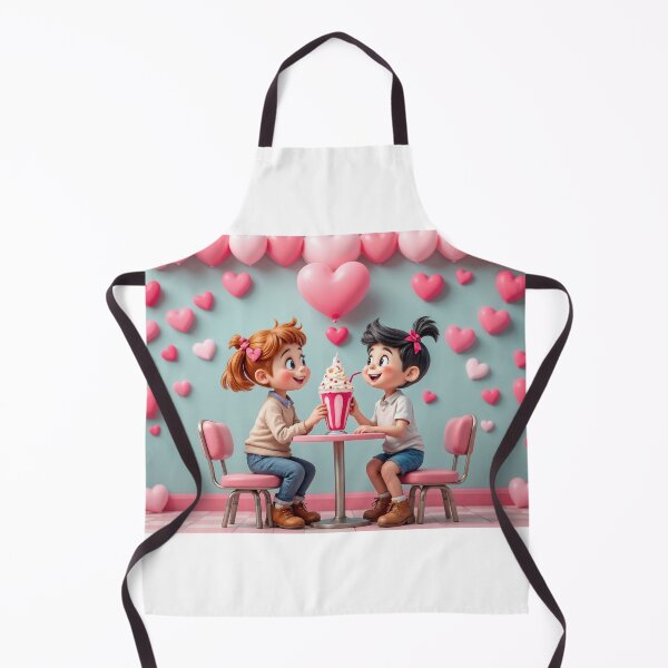 Item preview, A playful 3D background featuring a boy and girl sharing a milkshake at a retro diner, surrounded by pink hearts and love notes, ideal for Valentine's Day or fun couple-themed designs. designed and sold by AlwaysHome.