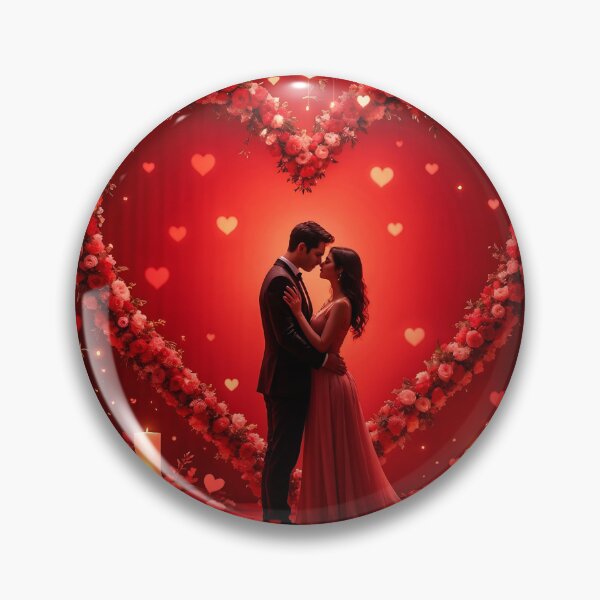 Item preview, A luxurious 3D background featuring a couple in a heart-shaped setting, surrounded by soft lights and floral arrangements, ideal for Valentine's Day and anniversary celebrations. designed and sold by AlwaysHome.