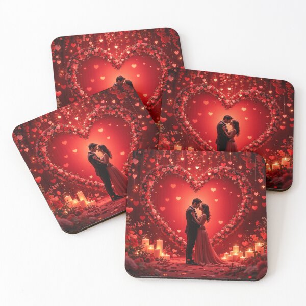 Item preview, A luxurious 3D background featuring a couple in a heart-shaped setting, surrounded by soft lights and floral arrangements, ideal for Valentine's Day and anniversary celebrations. designed and sold by AlwaysHome.