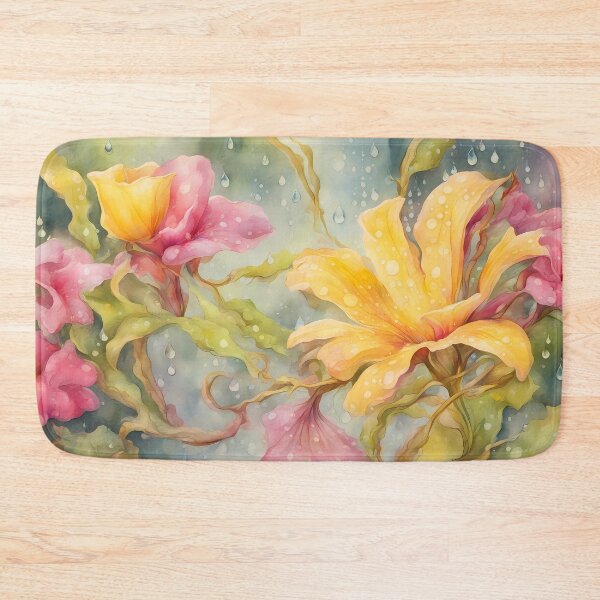 Item preview, Yellow and Pink Fantasy Flowers in Rain designed and sold by CalmnessbyChoice.