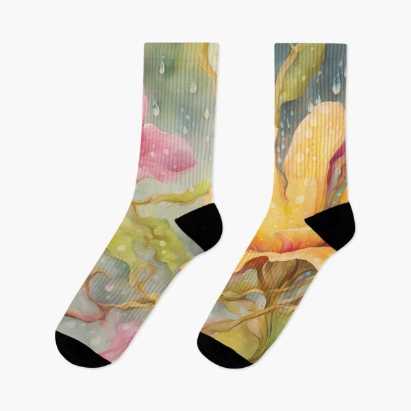 Item preview, Yellow and Pink Fantasy Flowers in Rain designed and sold by CalmnessbyChoice.