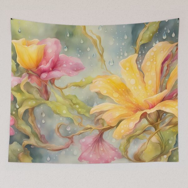 Item preview, Yellow and Pink Fantasy Flowers in Rain designed and sold by CalmnessbyChoice.