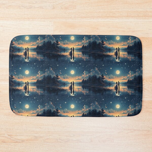 Item preview, A stunning 3D background of a couple dancing under the stars, with a shimmering lake reflecting the moonlight, ideal for wedding invitations and romantic getaways. designed and sold by AlwaysHome.