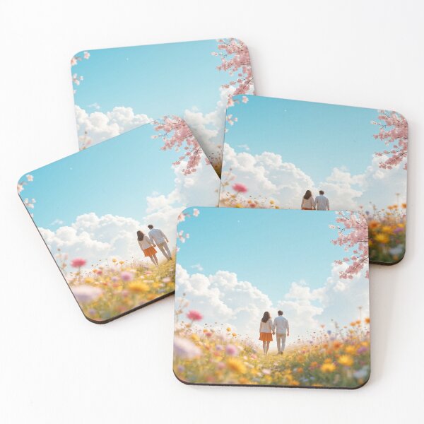 Item preview, A stunning 3D background of a couple walking through a flower field during spring, creating a romantic atmosphere for love stories and seasonal projects. designed and sold by AlwaysHome.