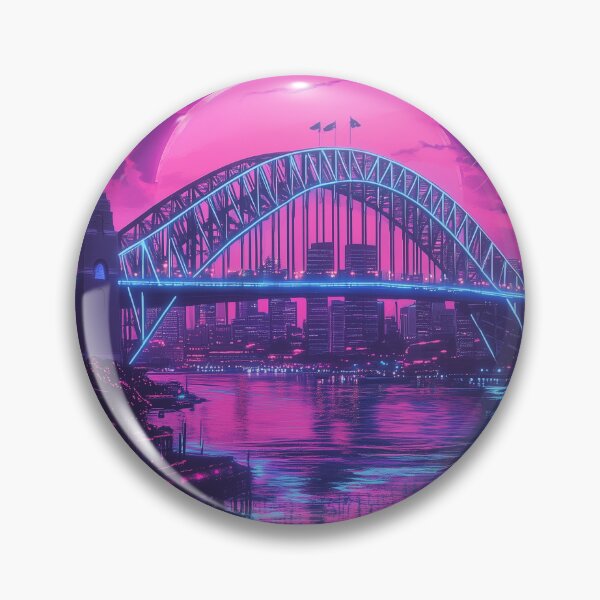 Item preview, Sydney Harbour Bridge Synthwave designed and sold by BurblePodcast.