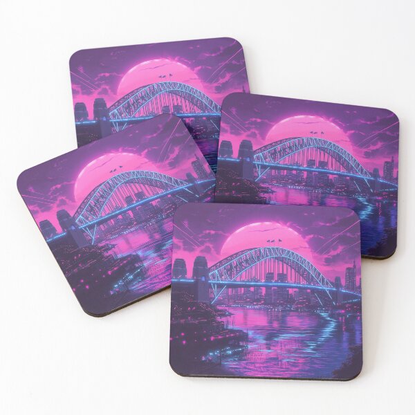 Item preview, Sydney Harbour Bridge Synthwave designed and sold by BurblePodcast.