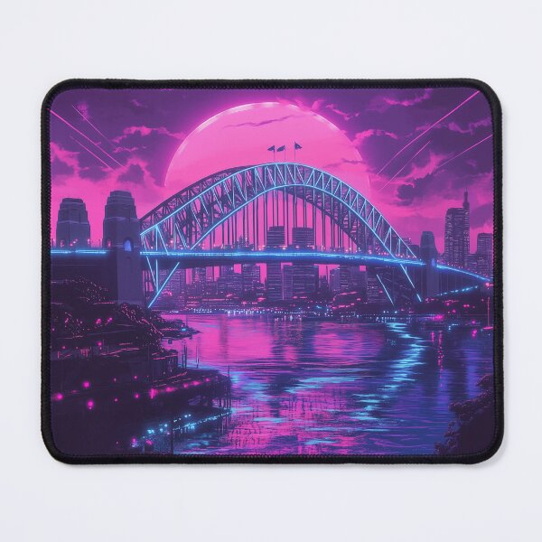 Item preview, Sydney Harbour Bridge Synthwave designed and sold by BurblePodcast.