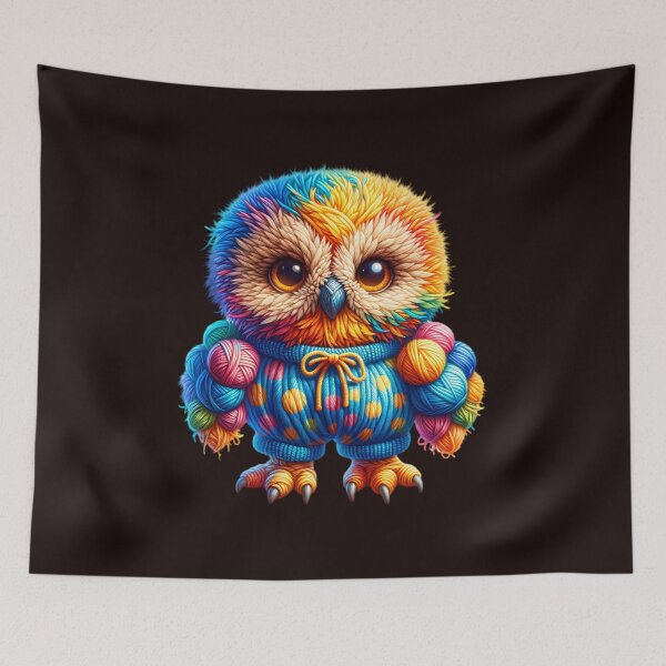 Artikelvorschau, Süße bunte gestrickte Eule entworfen und verkauft von AwesomeBeyondLimits.