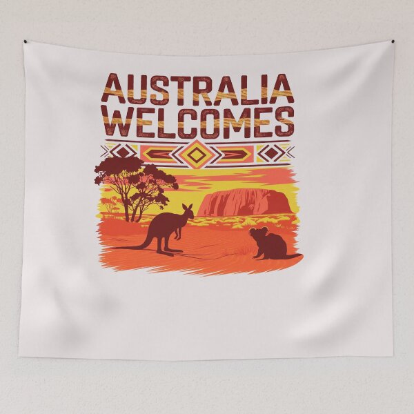 Item preview, Australia Walcomes Flag Map tasmania  melbourne  sydney  perth  designed and sold by AnimalsDH305.