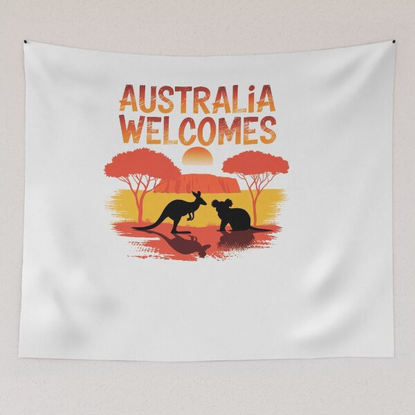 Item preview, Australia Walcomes Flag Map tasmania  melbourne  sydney  perth  designed and sold by AnimalsDH305.