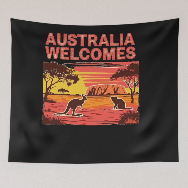 Item preview,  Australia Walcomes Flag Map tasmania  melbourne  sydney  perth  designed and sold by AnimalsDH305.