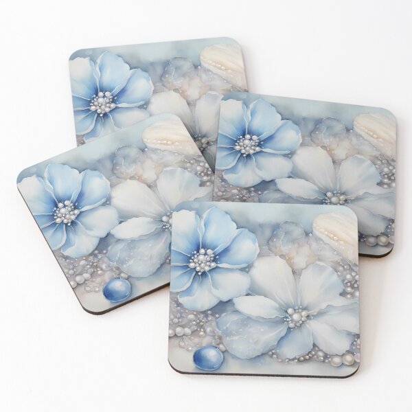 Item preview, Light Blue Flowers and Pearls designed and sold by CalmnessbyChoice.