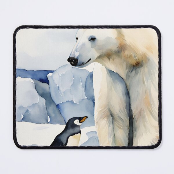 Item preview,   Polar Bear and Penguin Watercolor,  Polar Bear Family, Penguin, climat change, national recycling day designed and sold by KolorellaS.