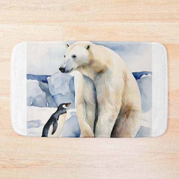 Item preview,   Polar Bear and Penguin Watercolor,  Polar Bear Family, Penguin, climat change, national recycling day designed and sold by KolorellaS.