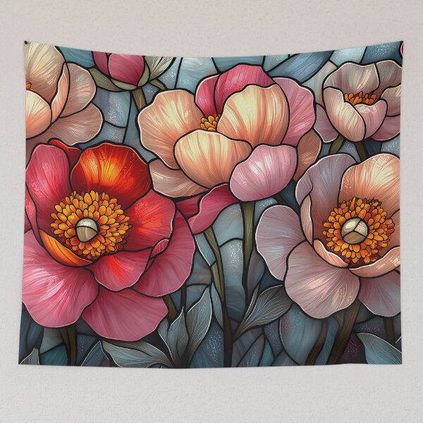 Item preview, Stained Glass of Peony & Poppy Harmony designed and sold by Cozirlax.