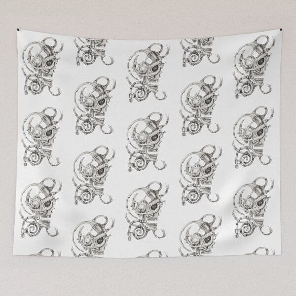Item preview, Cybernetic skull fusion surreal art. designed and sold by Jiwsurreal.