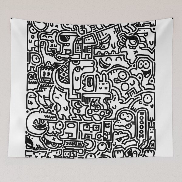 Item preview, Abstract Doodle Black White Cartoon designed and sold by DALdesignstore.