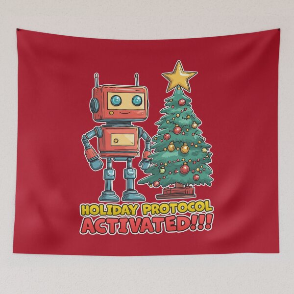 Item preview, Holiday Protocol Activated - Cute Robot Christmas Design designed and sold by TheSillySartor.