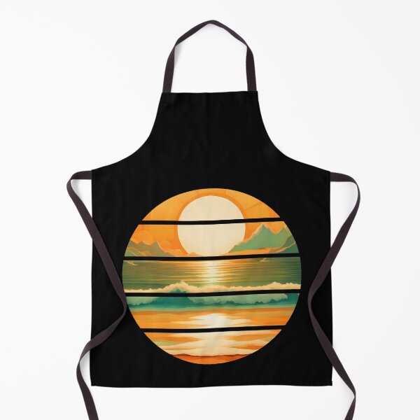 Item preview, Retro Sun Beach Ocean Mountains Sky AI Art - Orange designed and sold by Beachy.