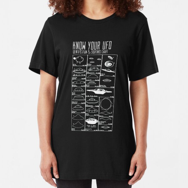 Authentic UFO Sightings Identification Chart Gift T-Shirt Slim Fit T-Shirt