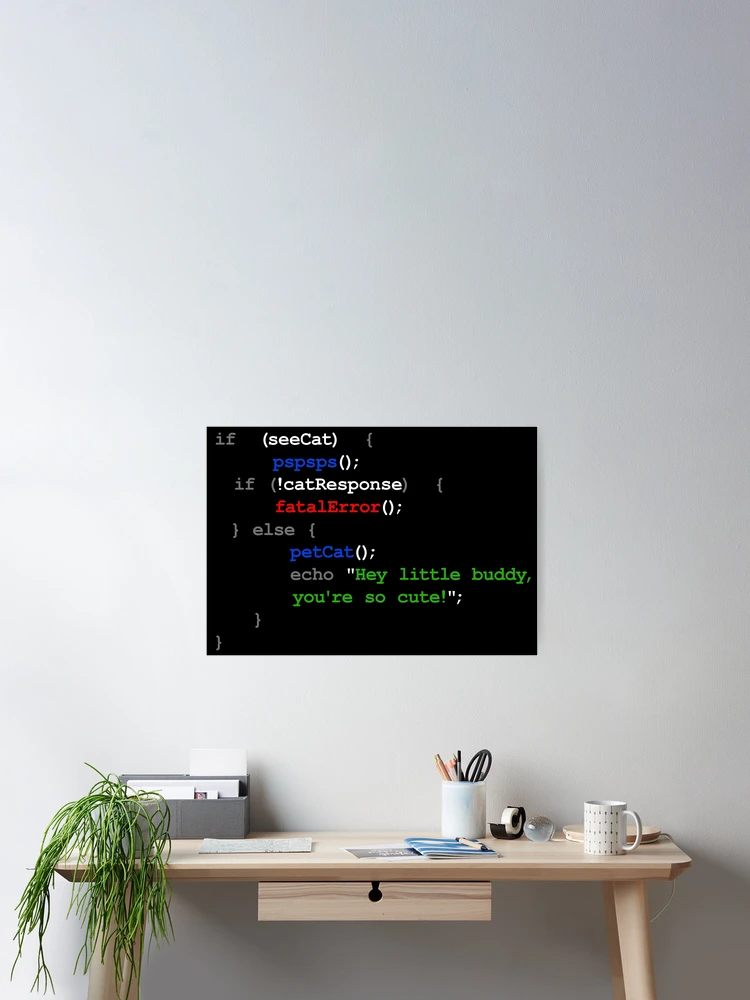 Thumbnail 2 of 3, Poster, Cat Code Programming designed and sold by Angry Swan Designs.