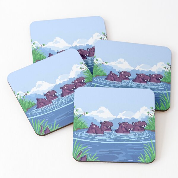 Item preview, Pixel Hippos River Serenade designed and sold by NaturePixel.