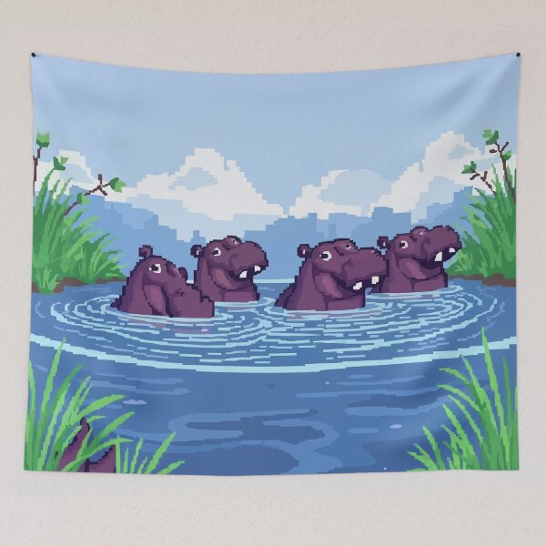 Item preview, Pixel Hippos River Serenade designed and sold by NaturePixel.