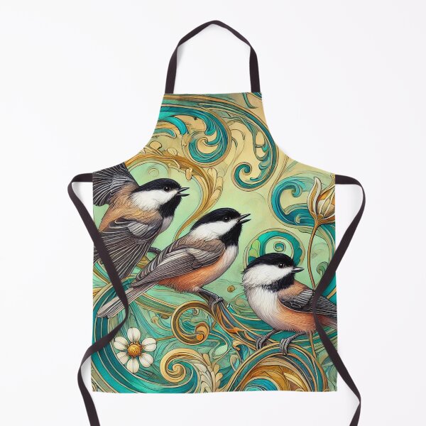 Item preview, Whimsical Art Nouveau Chickadees designed and sold by PlasticAuto.