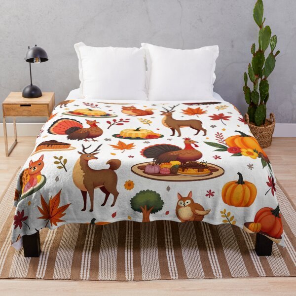 Item preview, Thanksgiving-Themed Seamless Pattern with Turkeys, Deer, Pumpkins, and Autumn Leaves designed and sold by marvinismyname.