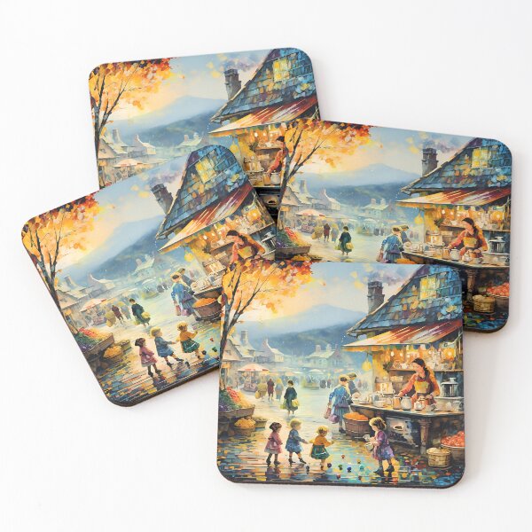Item preview, Street market in the rain designed and sold by violethue.
